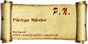 Pántya Nándor névjegykártya