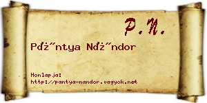 Pántya Nándor névjegykártya